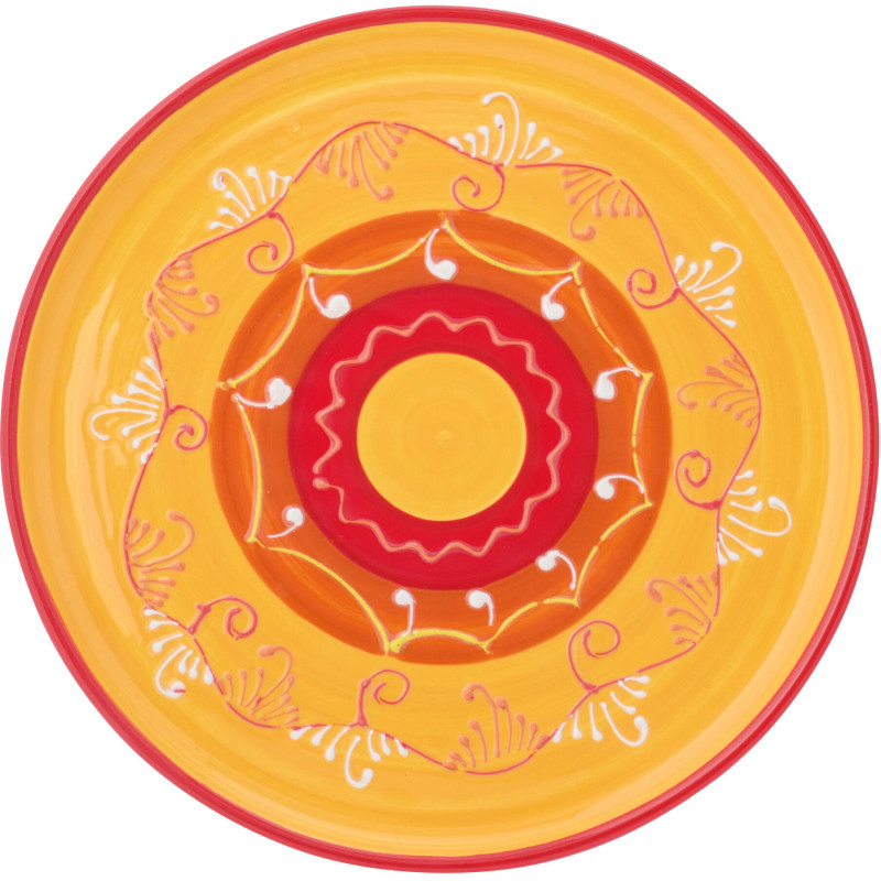 ASSIETTE CÉRAMIQUE OR/ROU (34x34x2,5cm) 