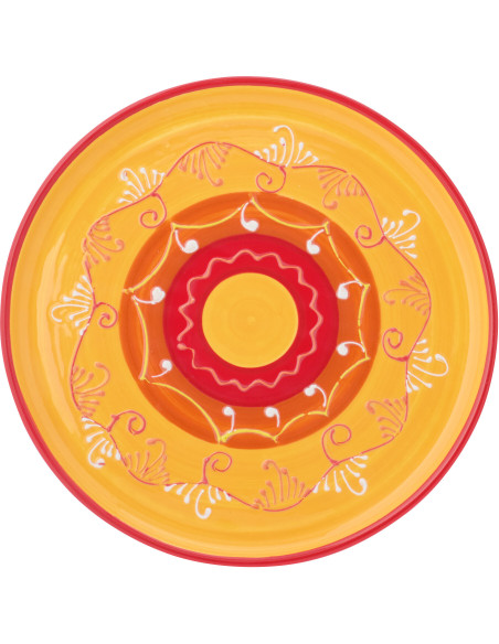 ASSIETTE CÉRAMIQUE OR/ROU (34x34x2,5cm) 