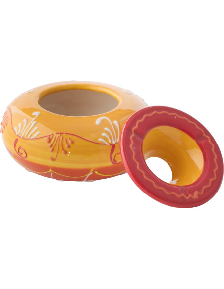 CENDRIER CÉRAMIQUE OR/ROU L (14x14x7cm) 