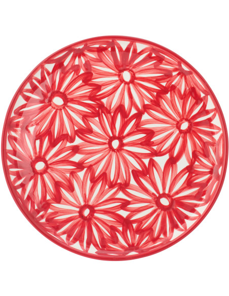 ASSIETTE FLEURS CÉRAMIQUE ROU (34x34x2,5cm) 