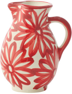 PICHET FLEURS CÉRAMIQUE ROUGE (17x17x21cm) 