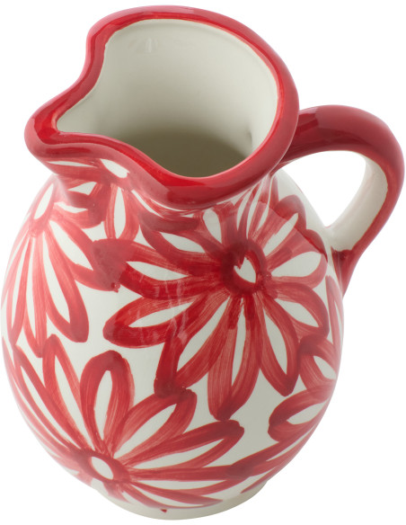 PICHET FLEURS CÉRAMIQUE ROUGE (17x17x21cm) 