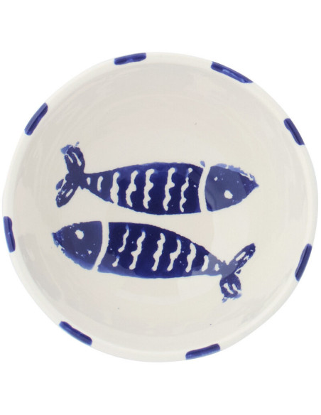 BOL POISSON LIGNÉ CÉRAM BL S (14x14x6,5cm) 