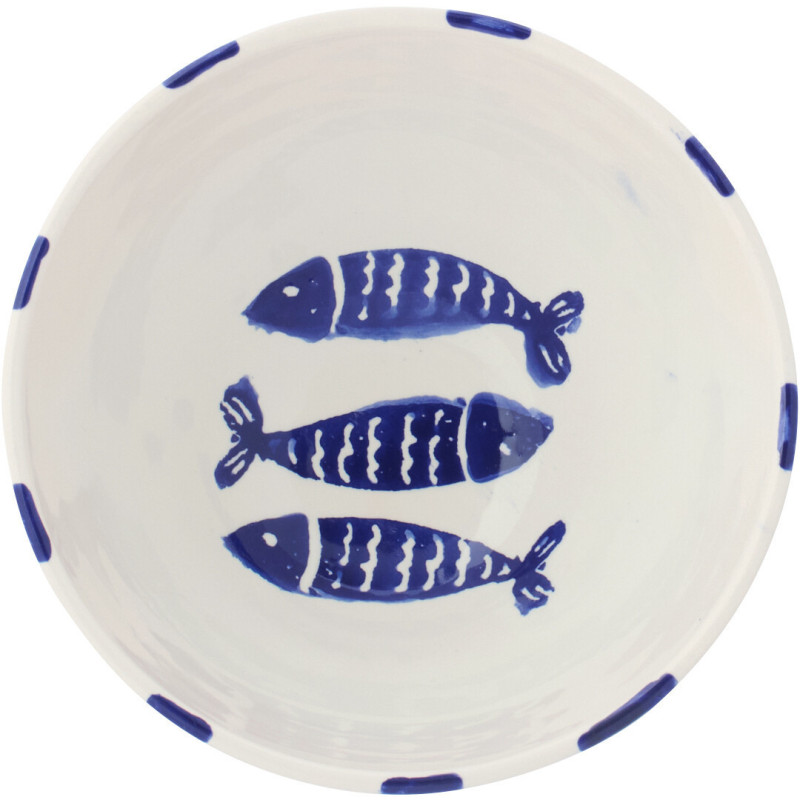 BOL POISSON LIGNÉ CÉRAM BL M (22x22x10cm) 