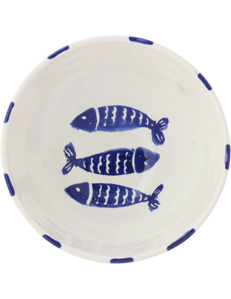 BOL POISSON LIGNÉ CÉRAM BL M (22x22x10cm) 