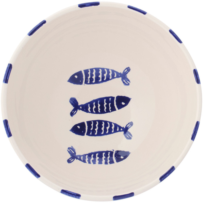 BOL POISSON LIGNÉ CÉRAM BL L (28x28x14cm) 