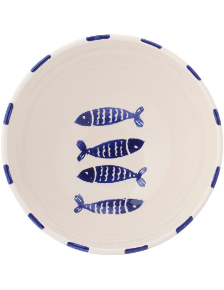 BOL POISSON LIGNÉ CÉRAM BL L (28x28x14cm) 