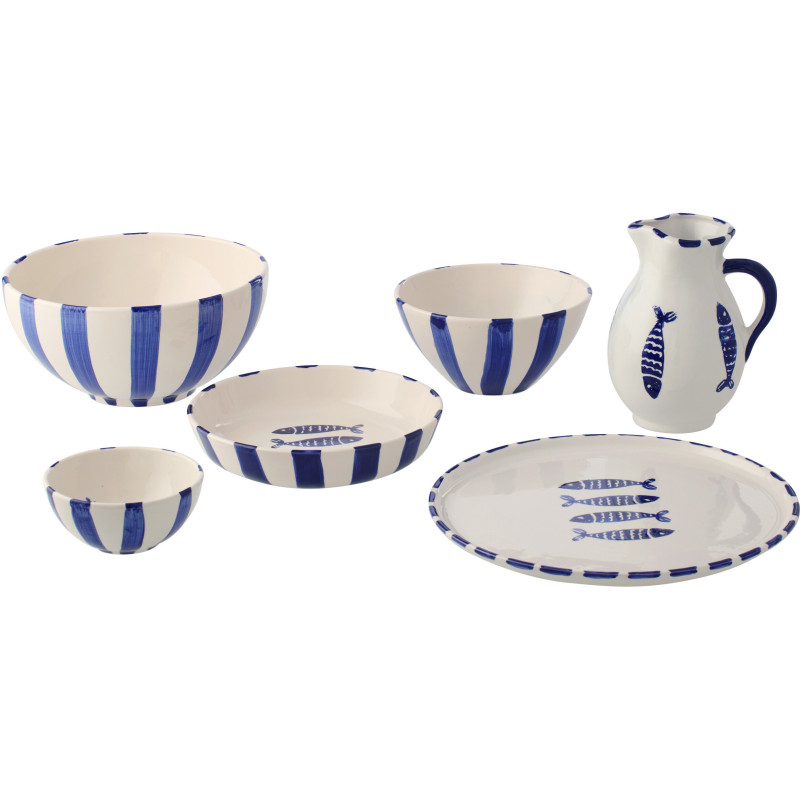 BOL POISSON LIGNÉ CÉRAM BL L (28x28x14cm) 