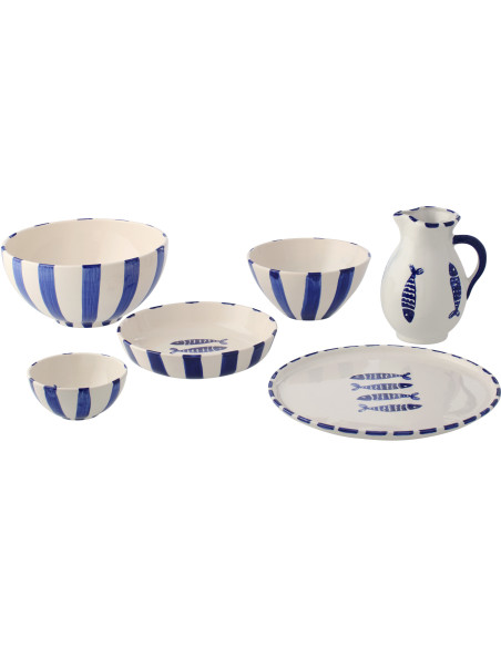 BOL POISSON LIGNÉ CÉRAM BL L (28x28x14cm) 