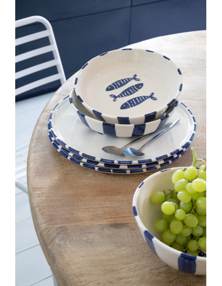 ASSIET PROF POISSON CÉRAM BL (25x25x6cm) 