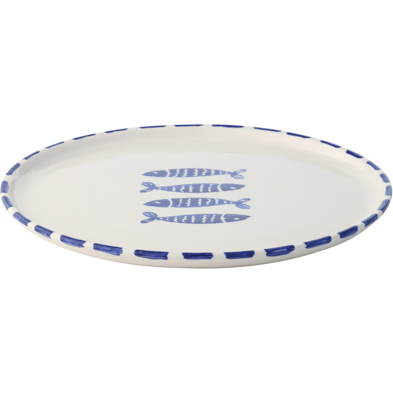 ASSIETTE POISSON CÉRAMIQUE BL (34x34x2,5cm) 
