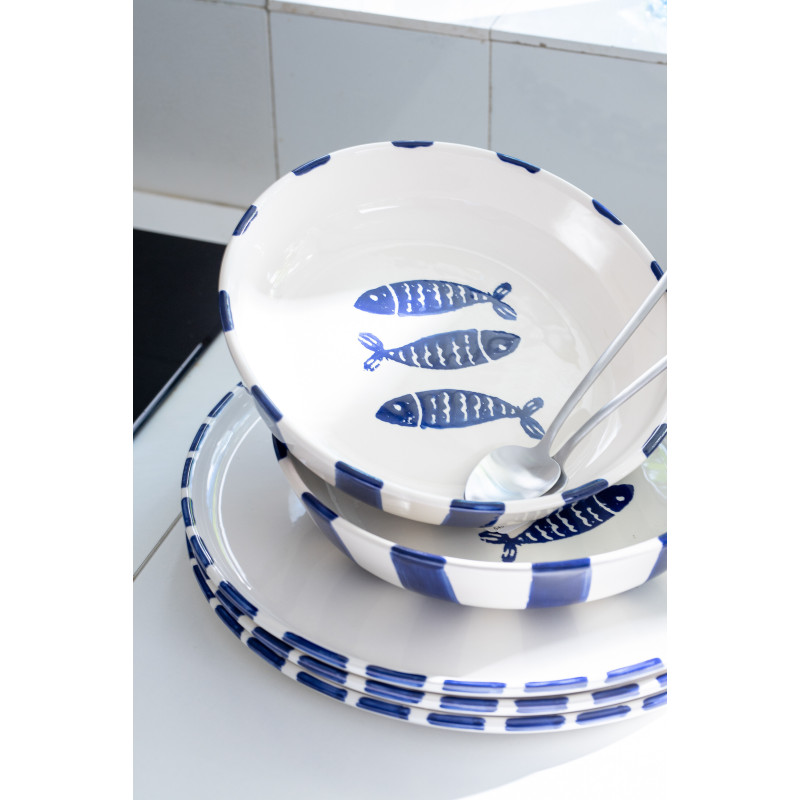 ASSIETTE POISSON CÉRAMIQUE BL (34x34x2,5cm) 