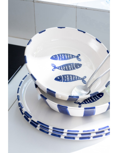 ASSIETTE POISSON CÉRAMIQUE BL (34x34x2,5cm) 