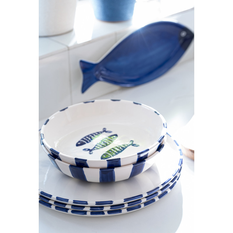 ASSIETTE POISSON CÉRAMIQUE BL (34x34x2,5cm) 
