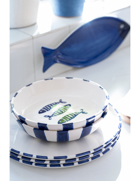 ASSIETTE POISSON CÉRAMIQUE BL (34x34x2,5cm) 
