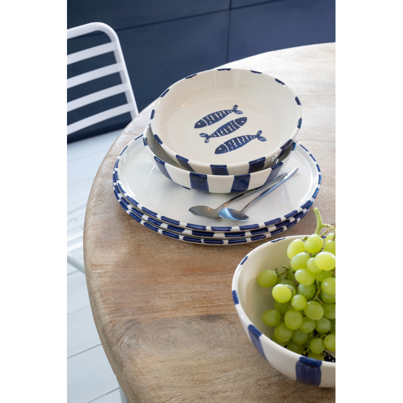 ASSIETTE POISSON CÉRAMIQUE BL (34x34x2,5cm) 