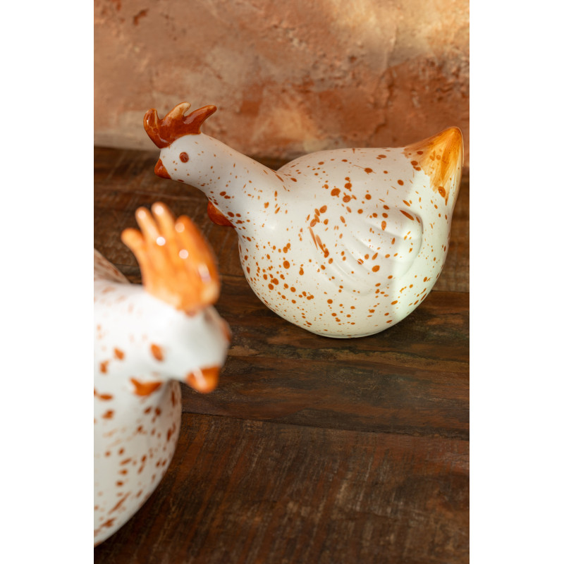 POULET CÉRAMIQUE BLA/MAR M (23x15x18cm) 