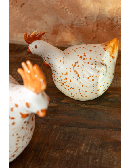 POULET CÉRAMIQUE BLA/MAR M (23x15x18cm) 