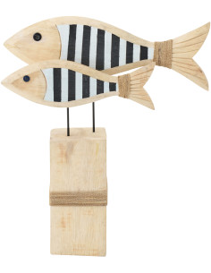 POISSON LIGNÉ ALBA NAT/NOI (38x10x45cm) 