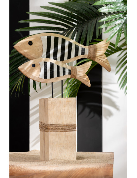 POISSON LIGNÉ ALBA NAT/NOI (38x10x45cm) 