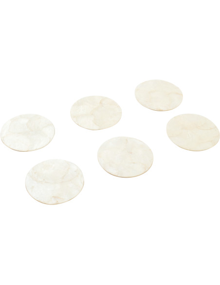 Lot de 6 Sous-verres Bord de mer Rond 10 cm Coquillage Blanc Schelpen J-Line - 3