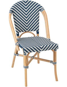CHAISE GEO ROTIN BLEU/BLANC (48x59x86cm) 