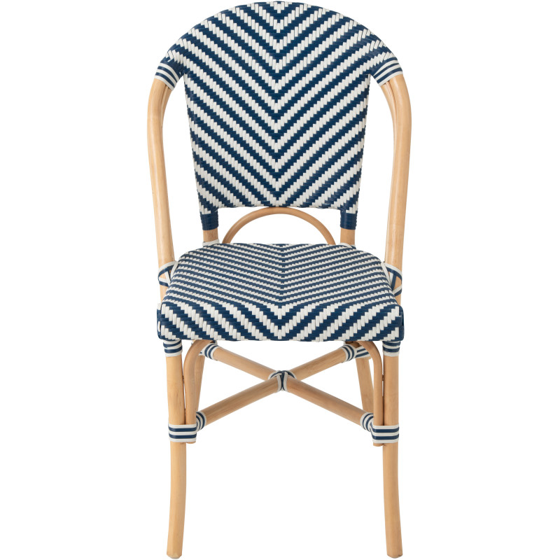 CHAISE GEO ROTIN BLEU/BLANC (48x59x86cm) 
