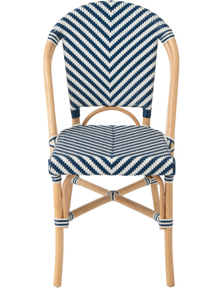 CHAISE GEO ROTIN BLEU/BLANC (48x59x86cm) 