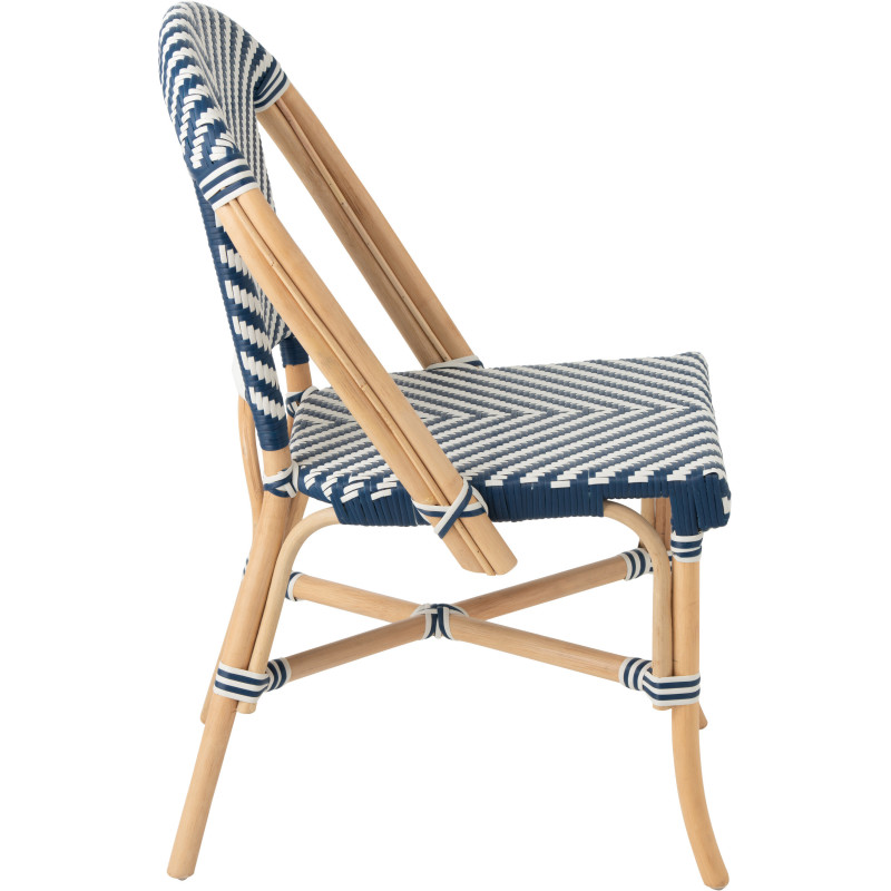 CHAISE GEO ROTIN BLEU/BLANC (48x59x86cm) 