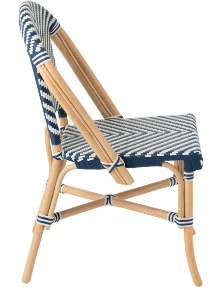 CHAISE GEO ROTIN BLEU/BLANC (48x59x86cm) 
