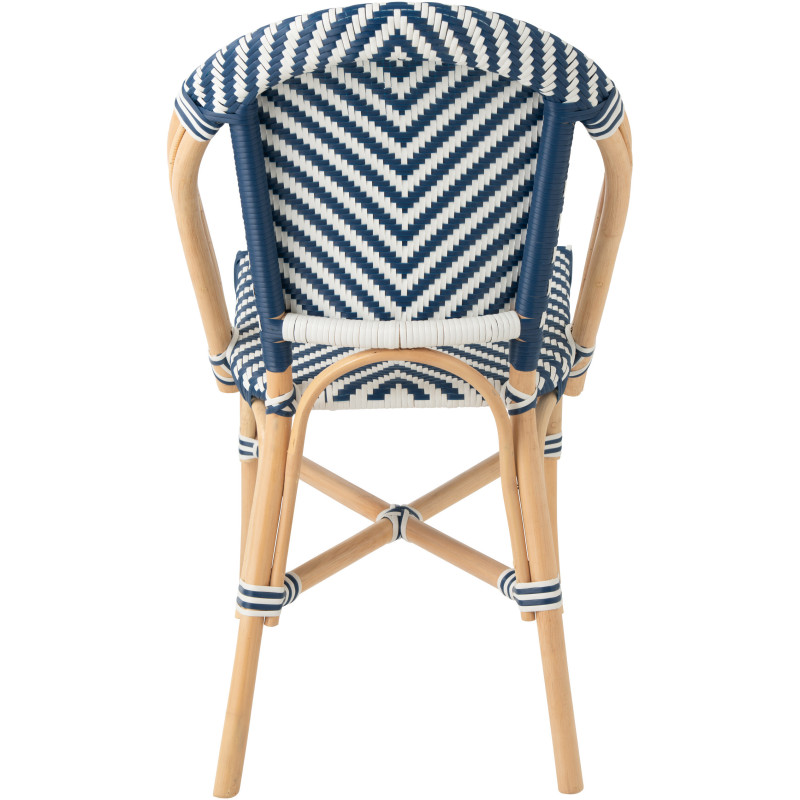 CHAISE GEO ROTIN BLEU/BLANC (48x59x86cm) 