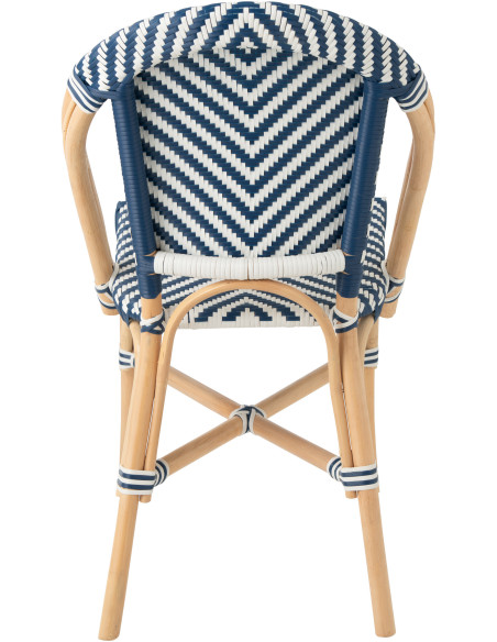 CHAISE GEO ROTIN BLEU/BLANC (48x59x86cm) 