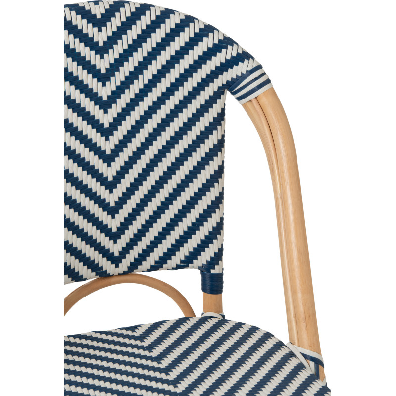 CHAISE GEO ROTIN BLEU/BLANC (48x59x86cm) 