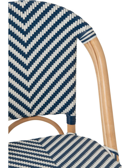 CHAISE GEO ROTIN BLEU/BLANC (48x59x86cm) 