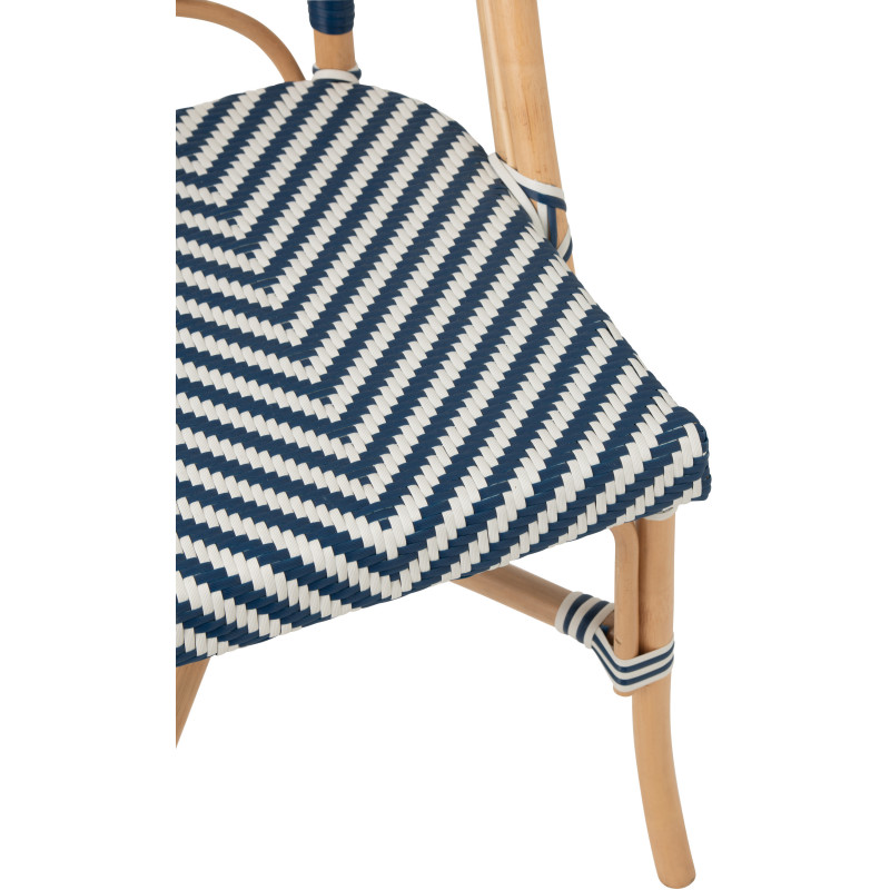 CHAISE GEO ROTIN BLEU/BLANC (48x59x86cm) 