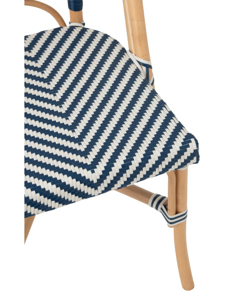 CHAISE GEO ROTIN BLEU/BLANC (48x59x86cm) 