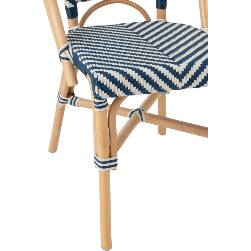 CHAISE GEO ROTIN BLEU/BLANC (48x59x86cm) 