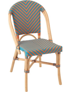 CHAISE GEO ROTIN OR/TURQ (48x59x86cm) 
