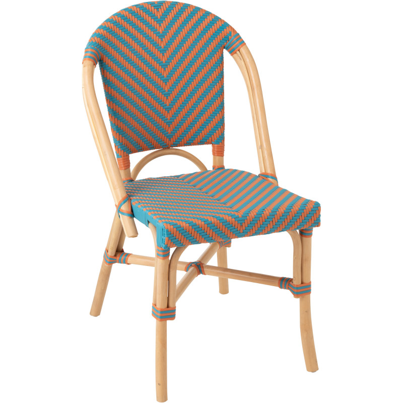 CHAISE GEO ROTIN OR/TURQ (48x59x86cm) 