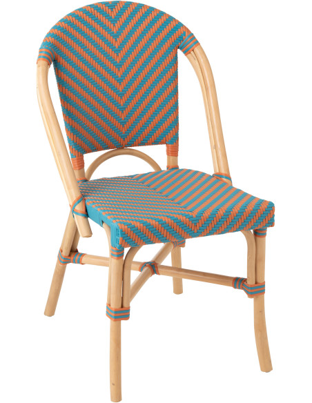 CHAISE GEO ROTIN OR/TURQ (48x59x86cm) 