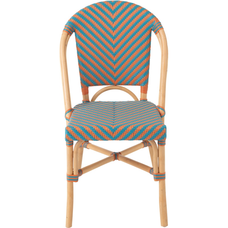 CHAISE GEO ROTIN OR/TURQ (48x59x86cm) 