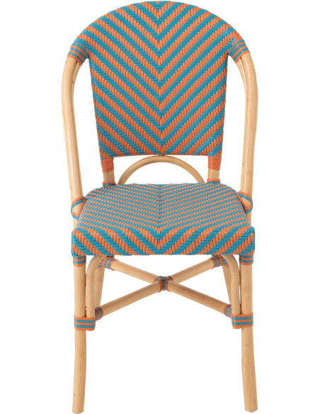 CHAISE GEO ROTIN OR/TURQ (48x59x86cm) 