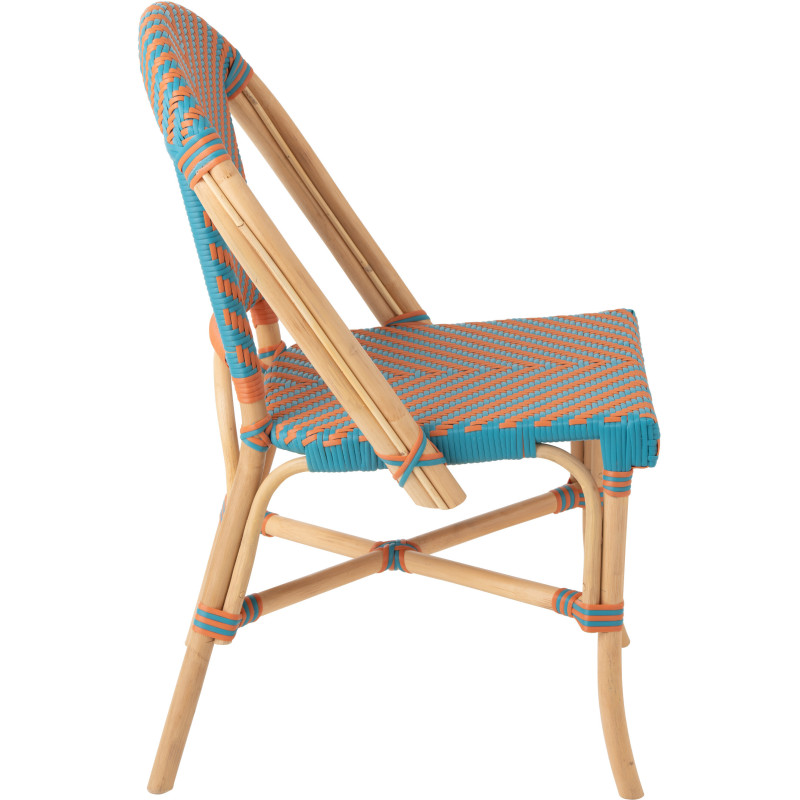 CHAISE GEO ROTIN OR/TURQ (48x59x86cm) 