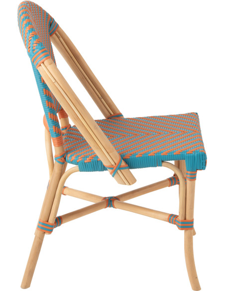 CHAISE GEO ROTIN OR/TURQ (48x59x86cm) 