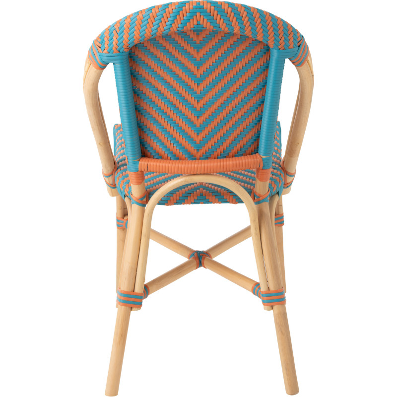 CHAISE GEO ROTIN OR/TURQ (48x59x86cm) 