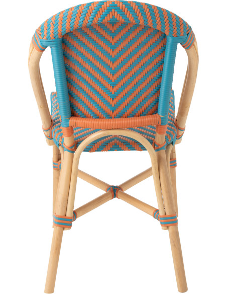 CHAISE GEO ROTIN OR/TURQ (48x59x86cm) 