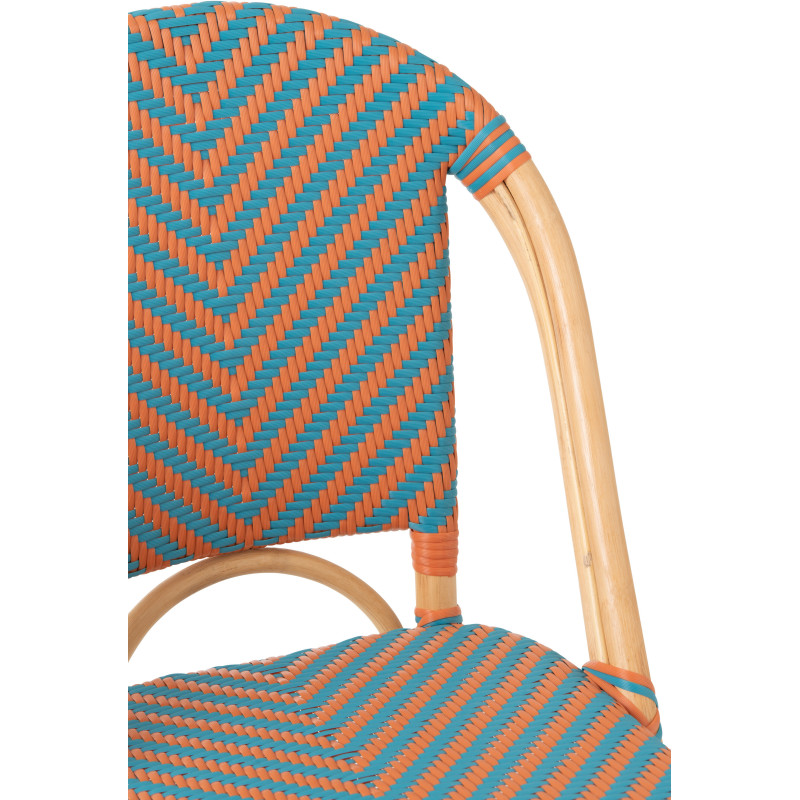 CHAISE GEO ROTIN OR/TURQ (48x59x86cm) 