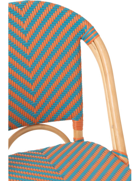 CHAISE GEO ROTIN OR/TURQ (48x59x86cm) 