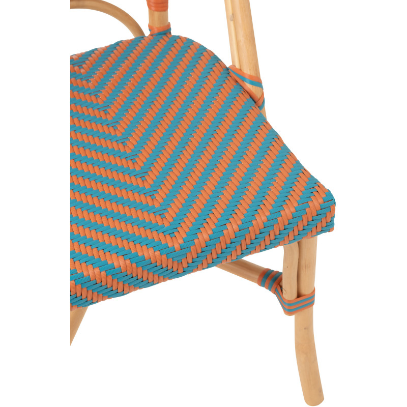 CHAISE GEO ROTIN OR/TURQ (48x59x86cm) 