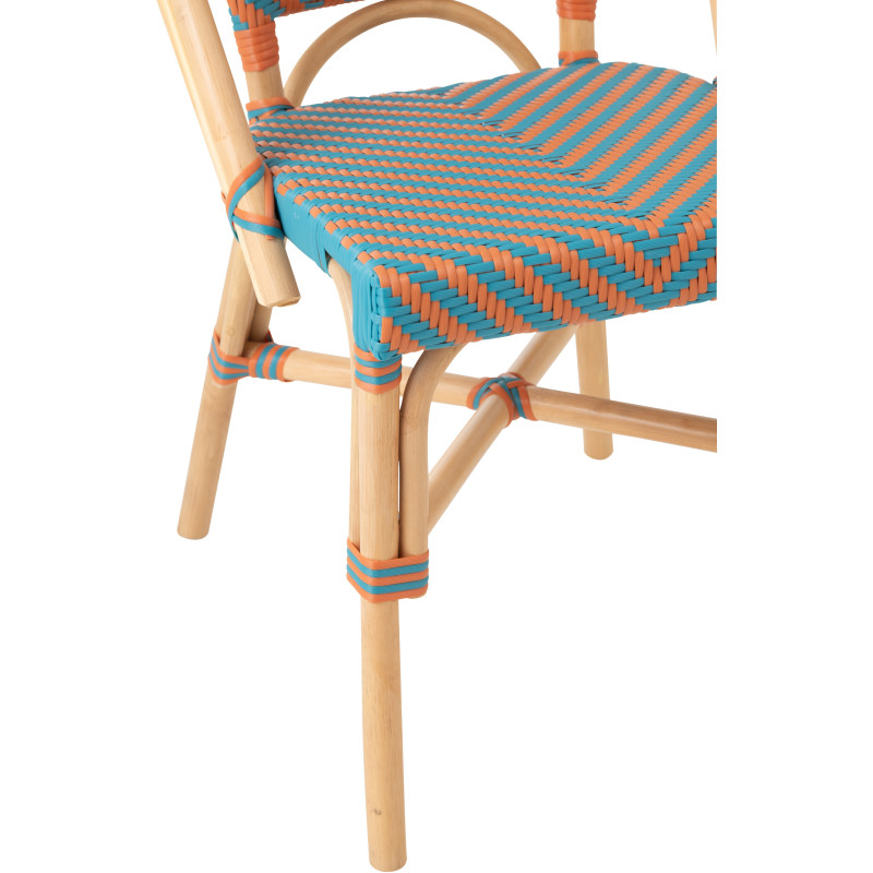 CHAISE GEO ROTIN OR/TURQ (48x59x86cm) 
